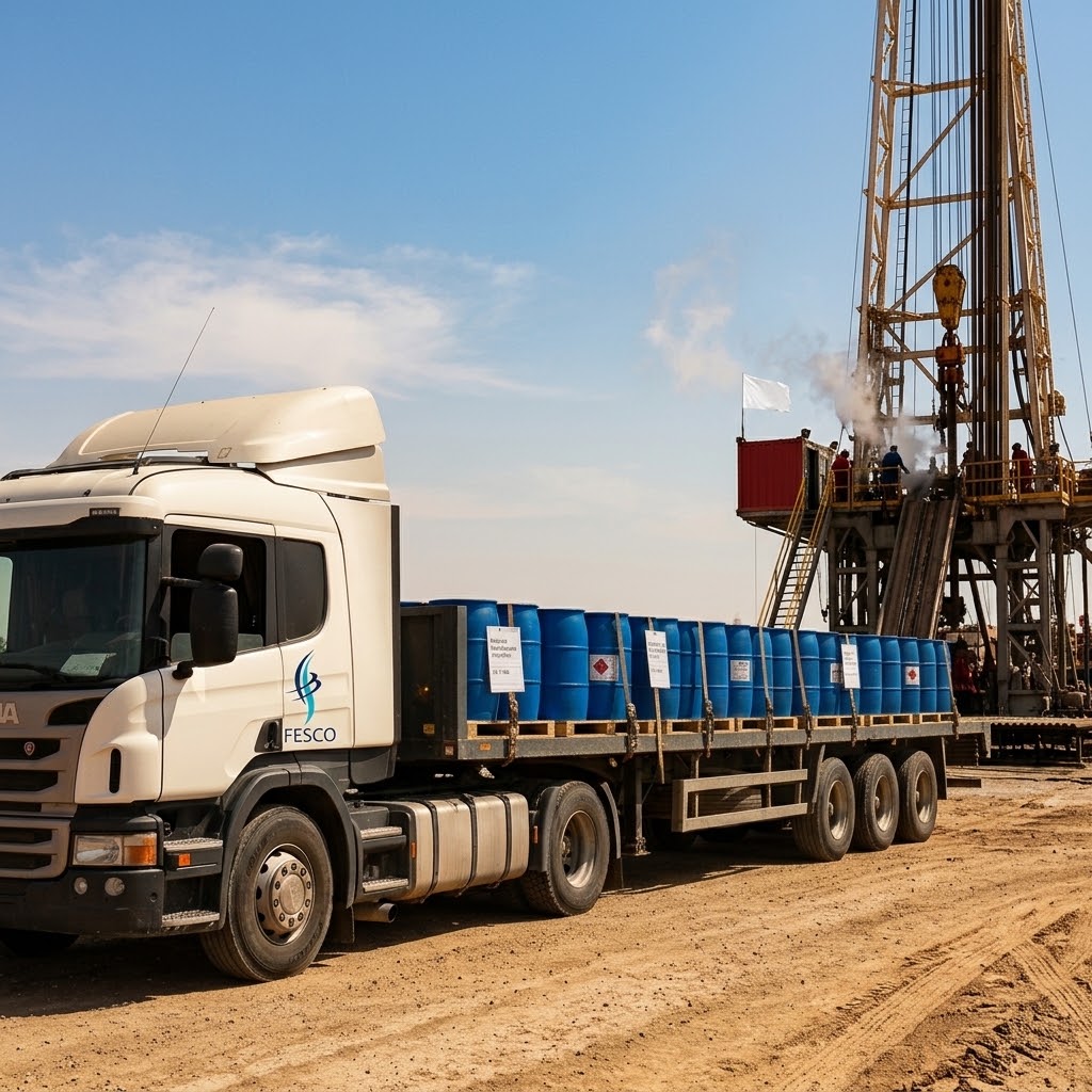 Oilfield material delivery to drilling site